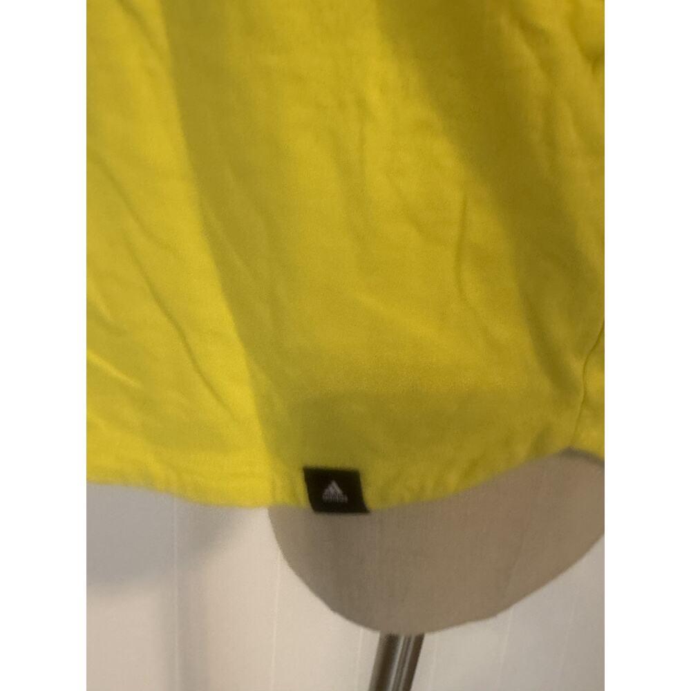 Adidas Shirt Womens XL Yellow Sleeveless Tank Top Athletic Spell Out Logo Gym - Picture 3 of 8